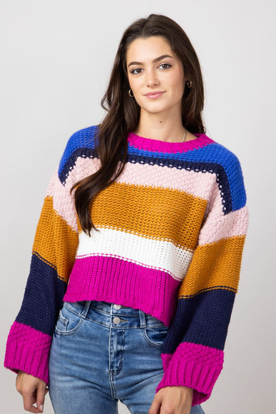 Simply Southern Striped Cropped Sweater for Women in Royal