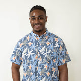 Simply Southern Tropical Button Down Shirt for Men in Navy Blue