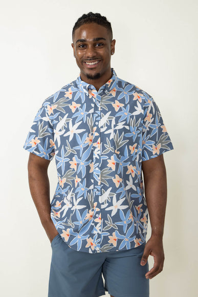 Simply Southern Tropical Button Down Shirt for Men in Navy Blue