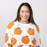 Simply Southern Fuzzy Crewneck Sweater for Women in Cream Pumpkin