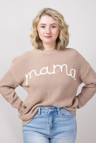 Simply Southern Knit Mama Sweater for Women in Light Brown