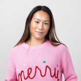 Simply Southern Knit Merry Sweater for Women in Pink