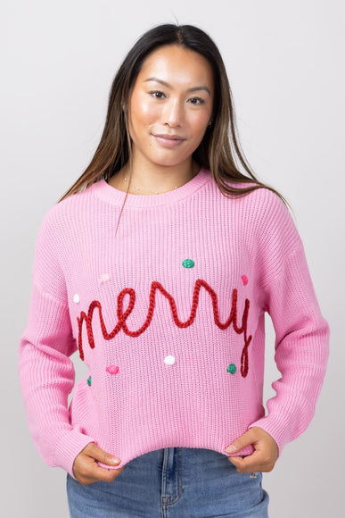 Simply Southern Knit Merry Sweater for Women in Pink