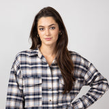 Simply Southern Plaid Button Up Shirt for Women in Navy