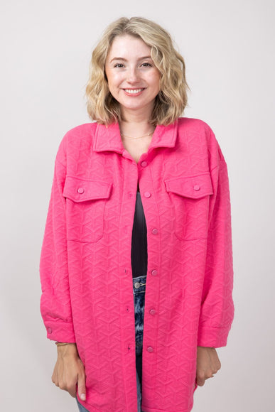 Simply Southern Quilted Shacket for Women in Pink 