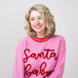 Simply Southern Knit Santa Baby Sweater for Women in Pink