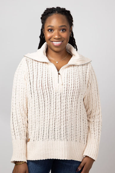 Simply Southern So Soft Quarter Zip Sweater for Women in Parchment Cream