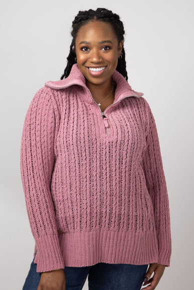 Simply Southern So Soft Quarter Zip Sweater for Women in Plum