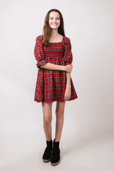 Simply Southern Youth Holiday Dress for Girls in Plaid