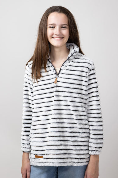 Simply Southern Youth Luxe Quarter Zip Front Pullover for Girls in Pavement