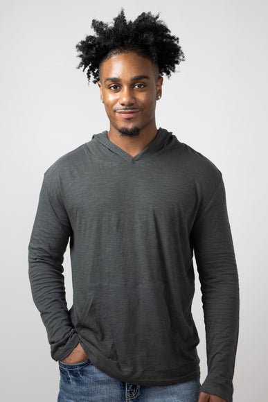 Slub Pullover Hoodie for Men in Charcoal