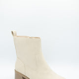 Soda Beaver Block Heel Booties for Women in Beige