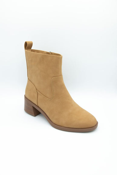 Soda Beaver Block Heel Booties for Women in Coffee