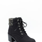 Soda Henry Knit Ankle Lace Up Booties for Women in Black