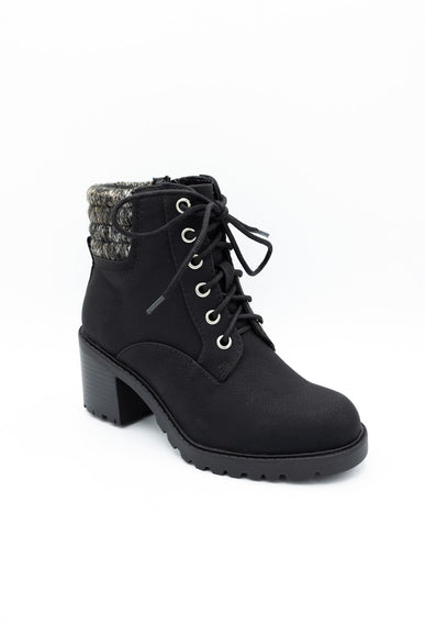 Soda Henry Knit Ankle Lace Up Booties for Women in Black