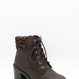 Soda Henry Knit Ankle Lace Up Booties for Women in Brown