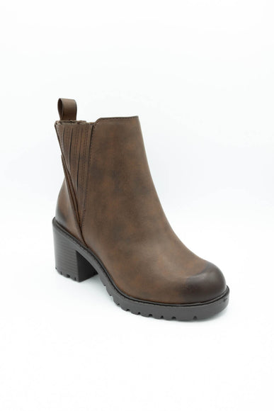 Soda Wisely Lug Booties for Women in Brown