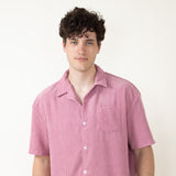 Corduroy Button Up Shirt for Men in Coral