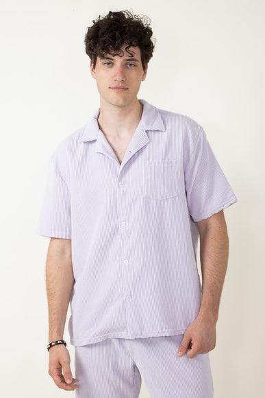 Corduroy Button Up Shirt for Men in Dusty Lilac