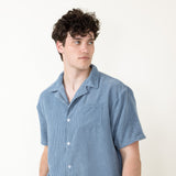 Corduroy Button Up Shirt for Men in Sky Blue