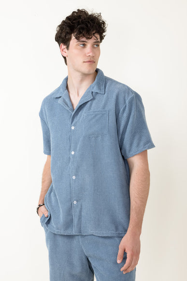 Corduroy Button Up Shirt for Men in Sky Blue