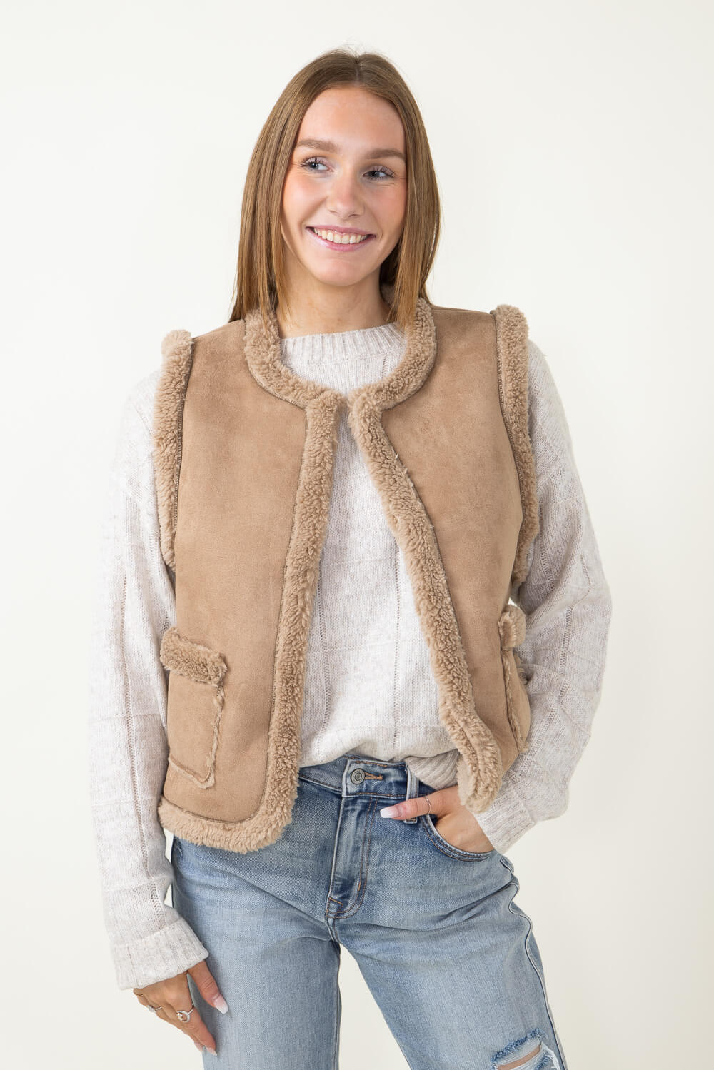 Faux fur hot sale suede vest