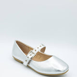 Top Moda Buckle Flats for Women in Silver