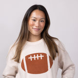 Football Graphic Sweater for Women in Cream