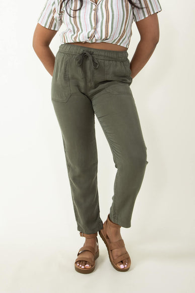 Tencel Drawstring Pants for Women in Dark Olive