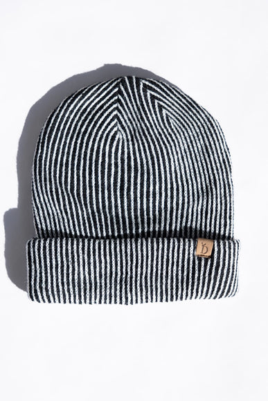 Vertical Stripe Knit Beanie for Women in Black/White