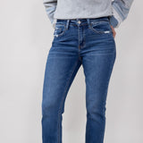 Vervet High Rise Cuffed Slim Straight Jeans for Women