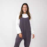 Wave Ribbed Onesie Jumpsuit for Women in Eggplant