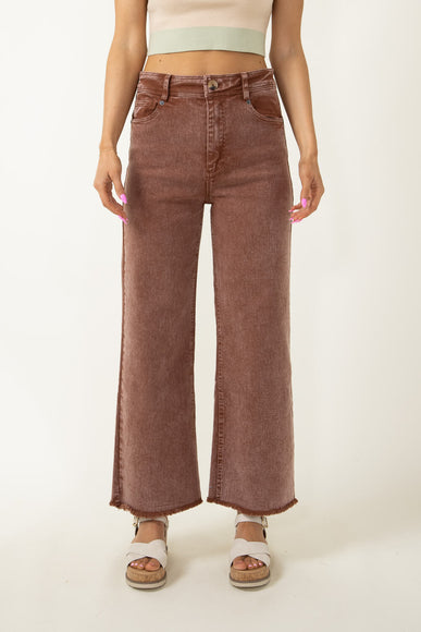 Washed Marine Straight Wide Jeans for Women in Rust