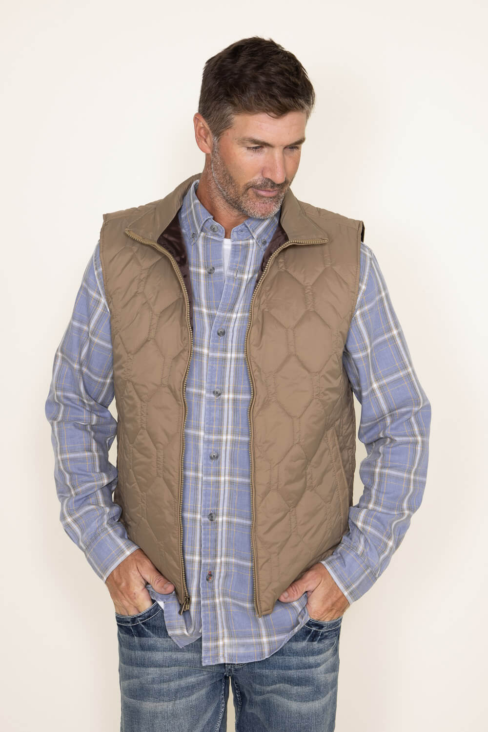 Weatherproof Vintage Quilted Vest for Men in Khaki | F2370405GK