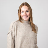 La Miel Mock Neck Sweater for Women in Taupe