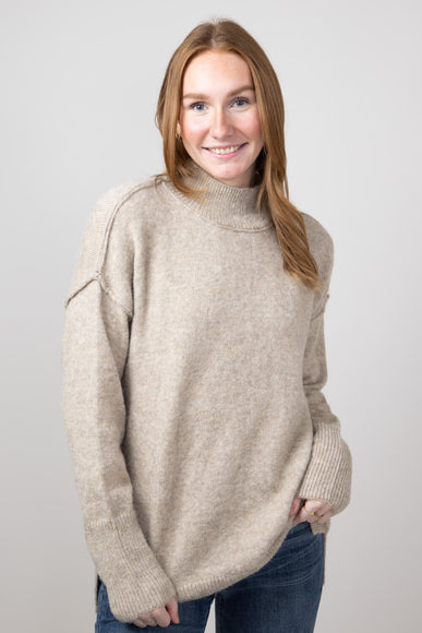 La Miel Mock Neck Sweater for Women in Taupe