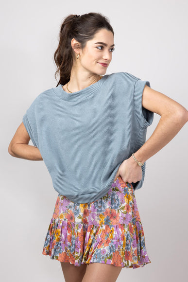 Urban Ribbed Knit Top for Women in Seafoam