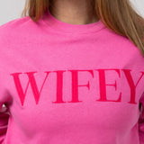 1897 Active Embroidered Wifey Sweatshirt for Women in Pink