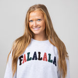 1897 Active Falalala Patch Embroidered Fleece Sweatshirt for Women in Ice Grey