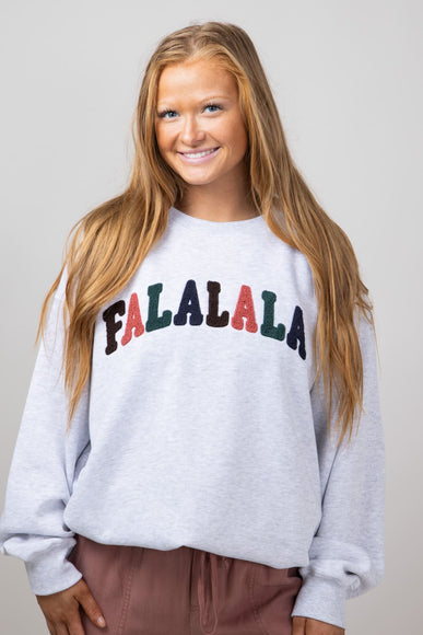 1897 Active Falalala Patch Embroidered Fleece Sweatshirt for Women in Ice Grey