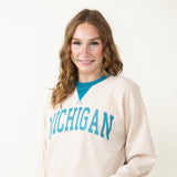 1897 Active Michigan Sweatshirt for Women in Cream/Blue 