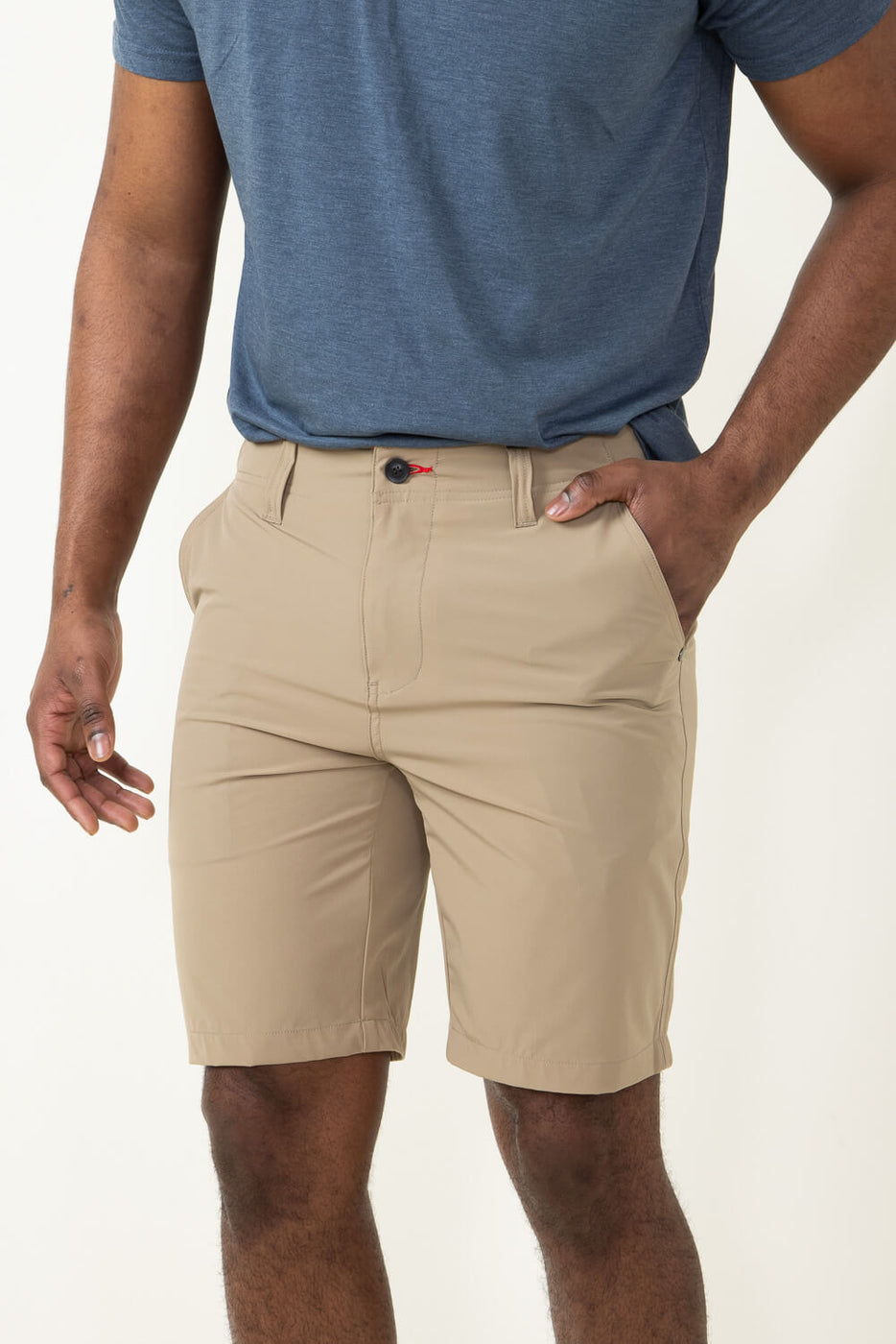 Brown Flat Front Shorts for Men