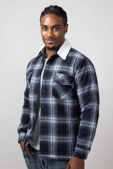 1897 Plaid Sherpa Lined Shacket for Men in Dark Blue/Black