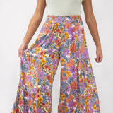 Tiered Floral Beach Pant for Women in White Multi