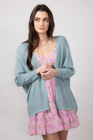 Shaker Stitch Cardigan for Women in Sea Green