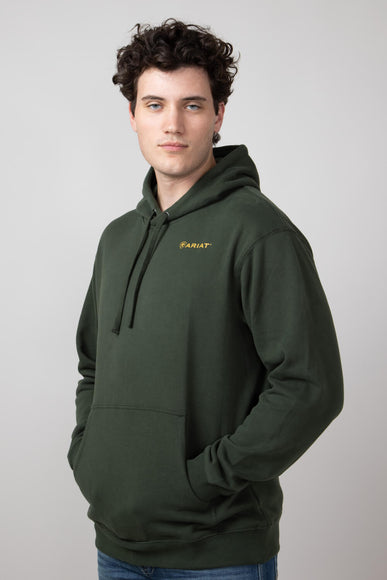 Ariat Barbwire Skull Logo Hoodie for Men in Dark Green