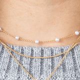 Triple Pearl Necklace in Gold