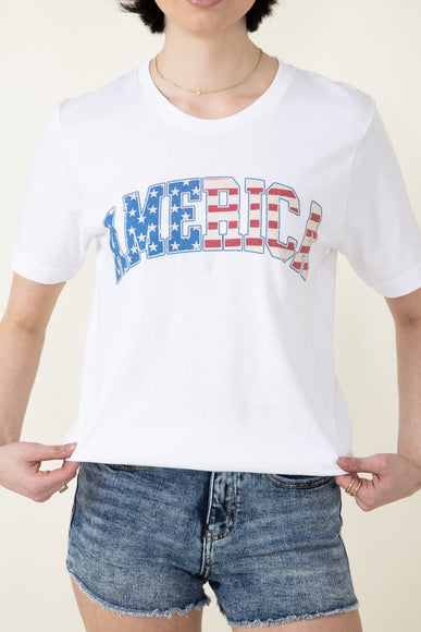 America Graphic T-Shirt for Women in White