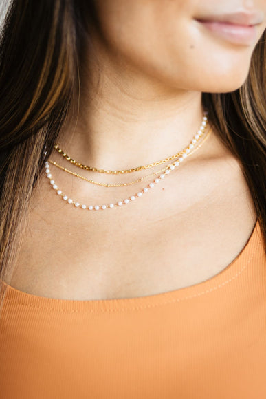 Triple Pearl Necklace in Gold