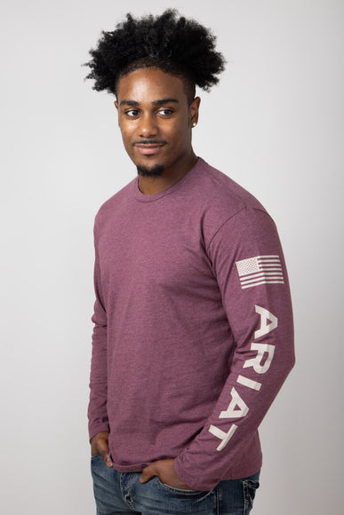 Ariat Elevated V2 Long Sleeve T-Shirt for Men in Burgundy Heather